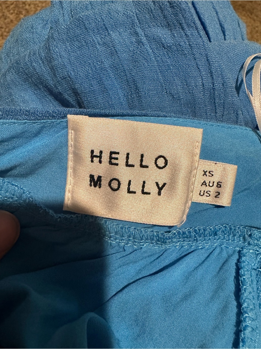 Hello Molly Blue Open Back Tiered Mini Dress Resort Vacation Style - Picture 7 of 8